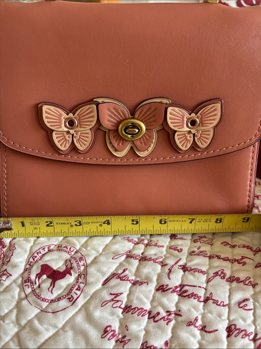 Coach Leather Top-Handle Satchel with Butterfly- Dusty Rose/Burgundy Accents - Picture 13 of 16